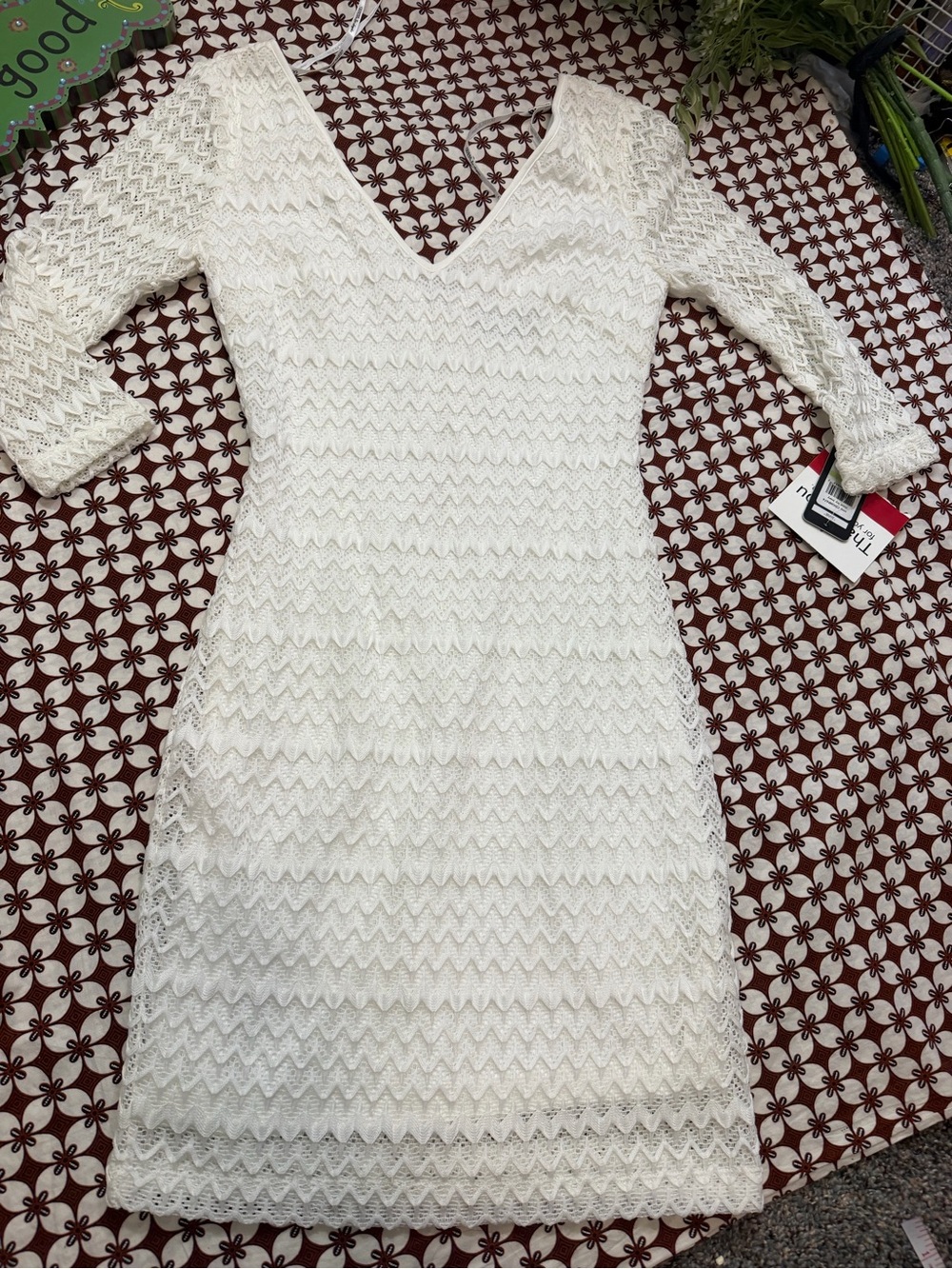 White sexy Lace V-Neck Women's Dress-New